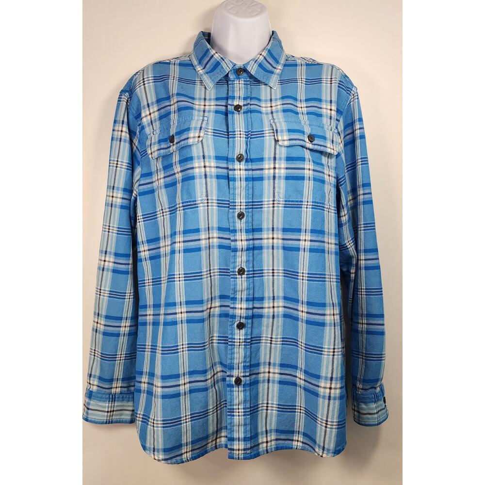 L.L.Bean Plaid Button Down Shirt Men's M Reg Blue Cotton‎ Flannel